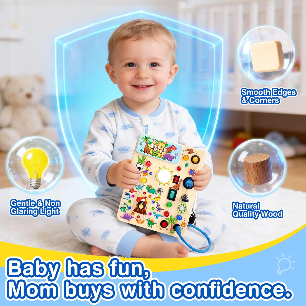 Grarain Busy Board for Toddlers - Montessori Educational Toy for 1-3 Year Old Boys & Girls | Travel-Friendly Sensory Learning Activity | Ideal for Kids with Autism(Busy Board v2)