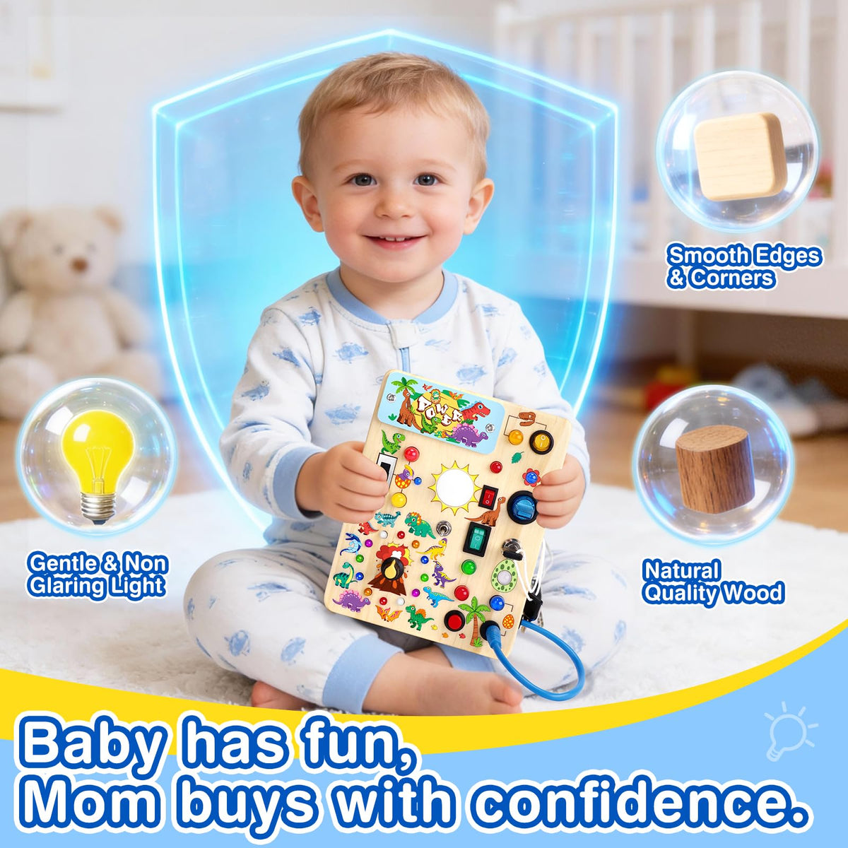 Grarain Busy Board for Toddlers - Montessori Educational Toy for 1-3 Year Old Boys & Girls | Travel-Friendly Sensory Learning Activity | Ideal for Kids with Autism(Busy Board v2)
