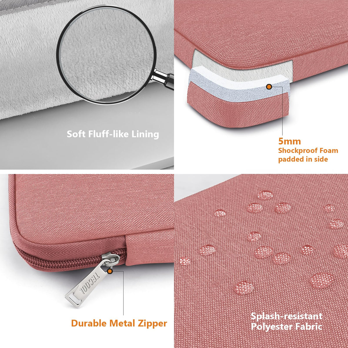 TECOOL 14 Inch Laptop Sleeve Protective Case Waterproof Computer Case