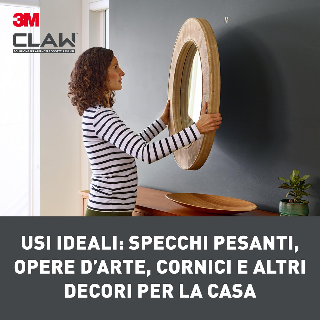 3M Claw Plasterboard Picture Hanging Wall Hooks For Hanging Home Décor, 4 Hangers, Holds up to 7 kg - Ideal for Heavyweight Items