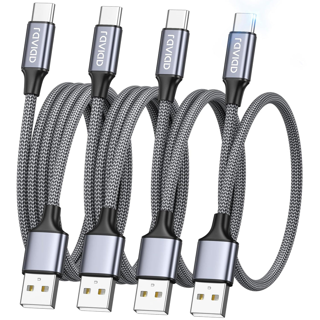 RAVIAD USB C Charger Cable [4Pack 0.5M+1M+2M+3M] USB to USB C Cable 3A Fast