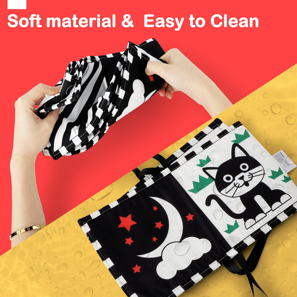 URMYWO Black and White Tummy Time High Contrast Newborn Toys 0-3 Months, Soft Baby Book, Visual Stimulation Montessori Sensory Infant Toys 0-6-12 Months, Shower Gift for Boys Girls