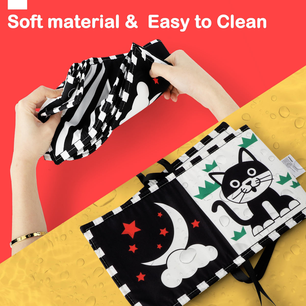 URMYWO Black and White Tummy Time High Contrast Newborn Toys 0-3 Months, Soft Baby Book, Visual Stimulation Montessori Sensory Infant Toys 0-6-12 Months, Shower Gift for Boys Girls