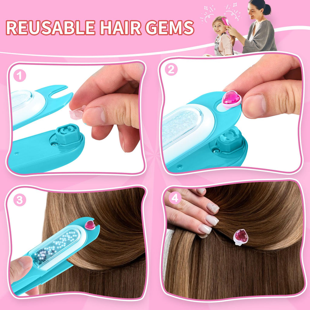 kidzkube Hair Gem Stamper Kit, Birthday Toys for Girls Ages 3-12
