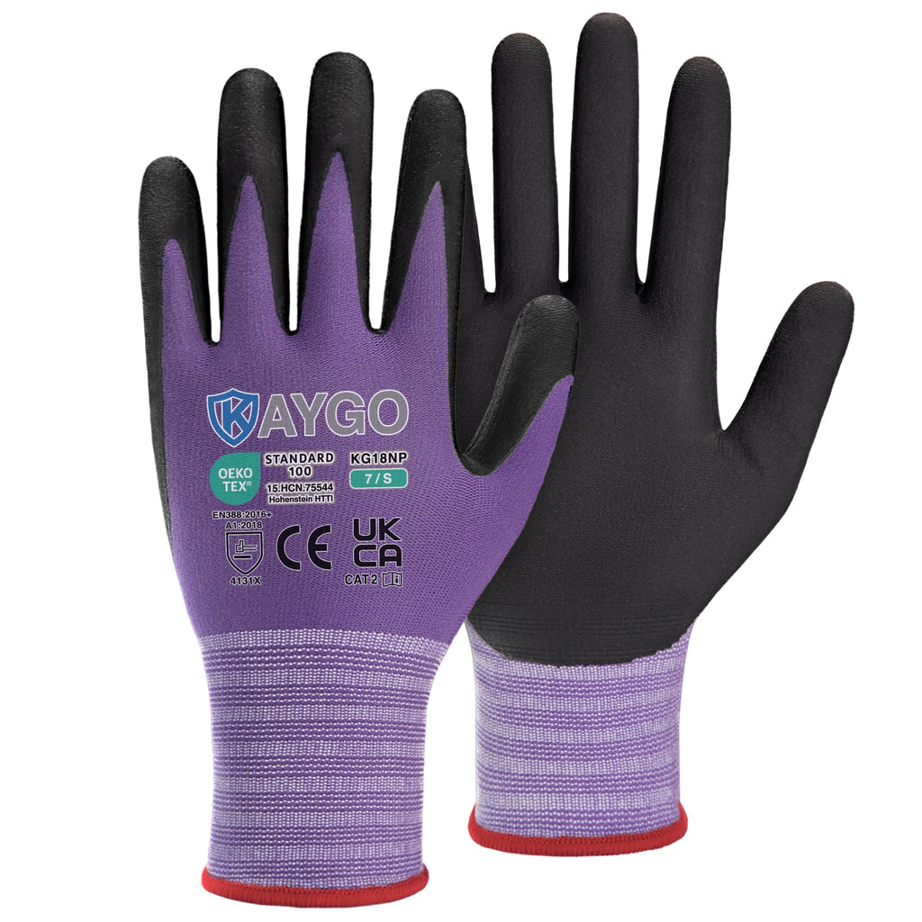KAYGO Safety Work Gloves MicroFoam Nitrile Coated 12 Pairs, KG18NH