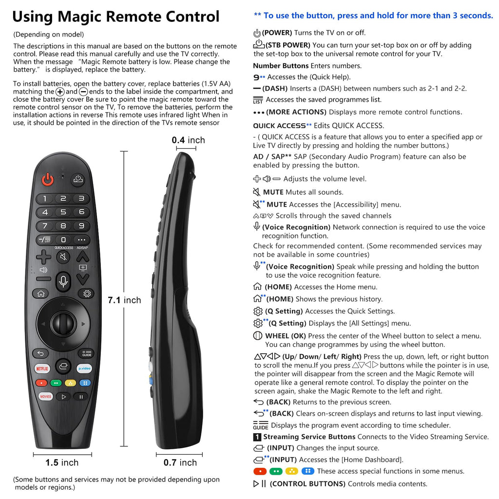 Universal Replacement for LG Smart TV Remote