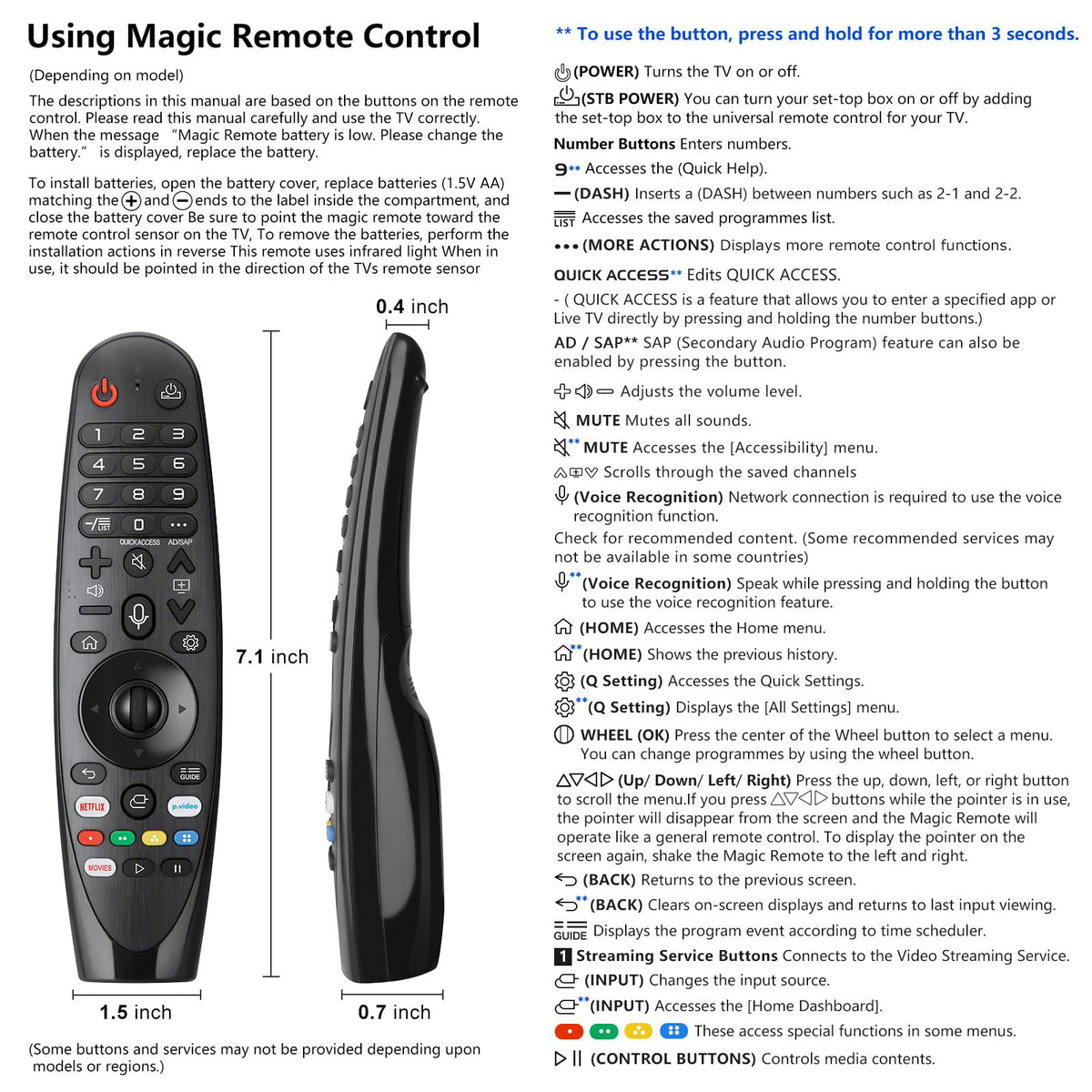 Universal Replacement for LG Smart TV Remote
