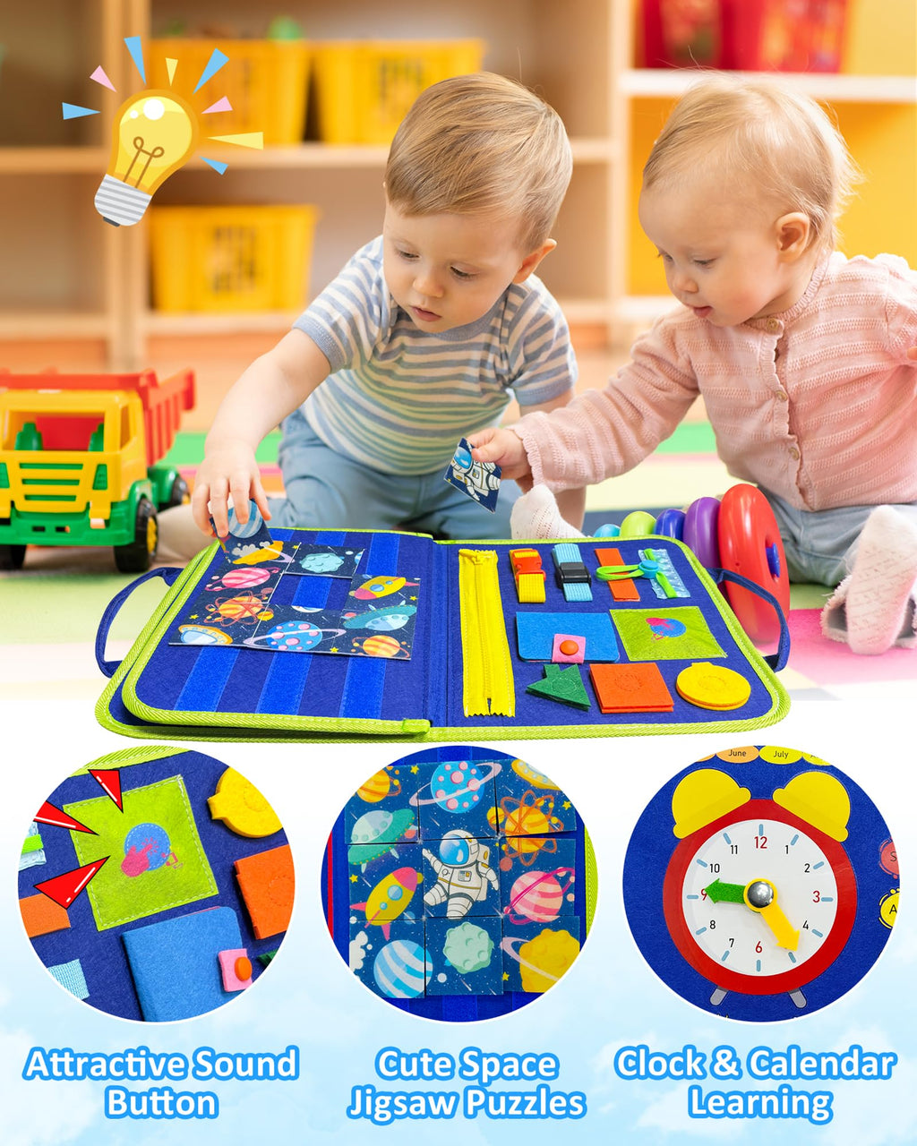 Exorany Busy Board Montessori Toys for Toddler Girl Birthday Gift Busy Book