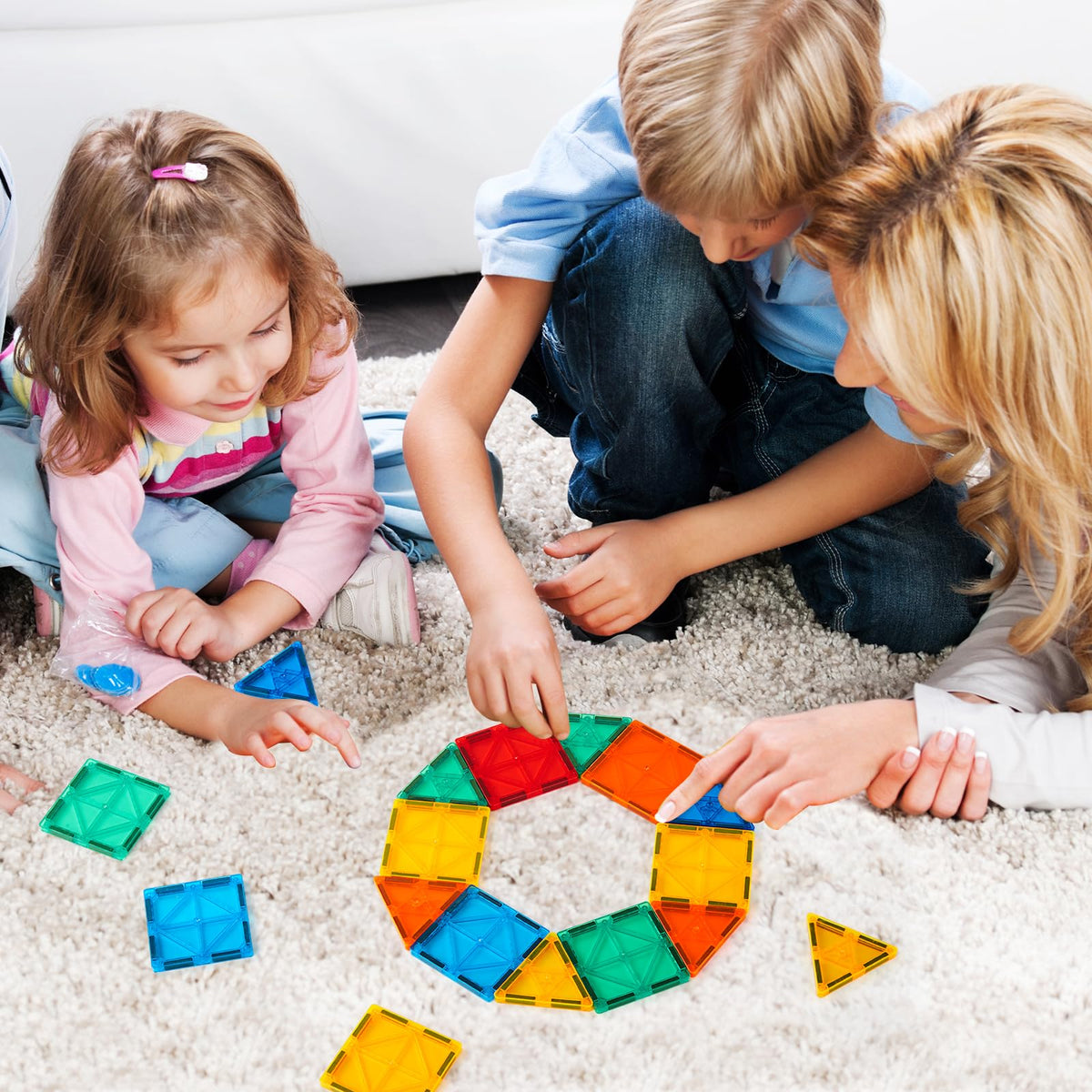 FNJO Mini Magnetic Tiles, 60PCS STEM Building Blocks Toy for Kids