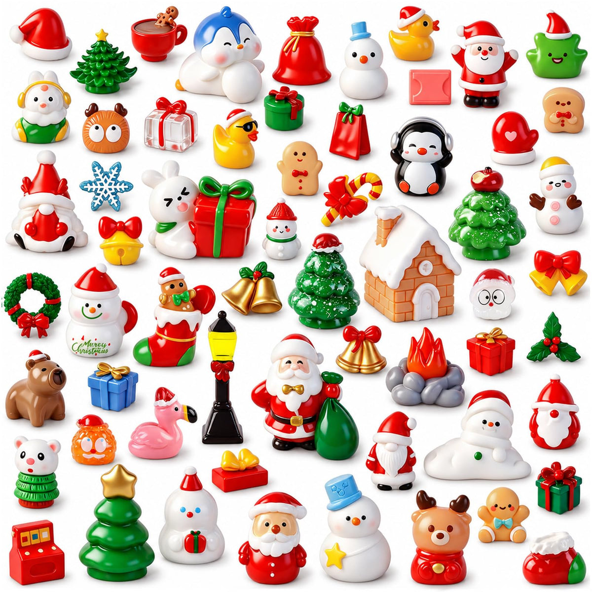 DIYDEC 24pcs Luminous Christmas Mini Resin Tree Figures Toys