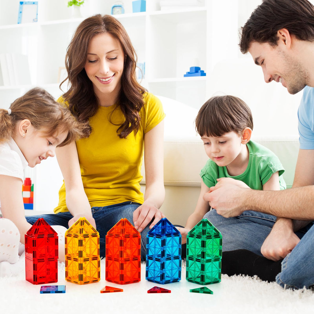 FNJO Mini Magnetic Tiles, 60PCS STEM Building Blocks Toy for Kids