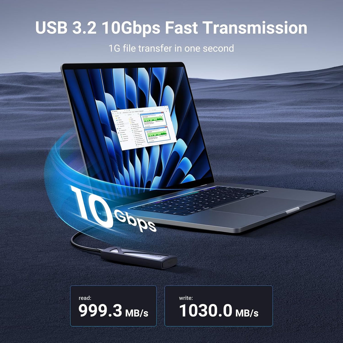 UGREEN M.2 NVMe SSD Enclosure, 10Gbps Aluminum NVMe Enclosure, Tool-Free