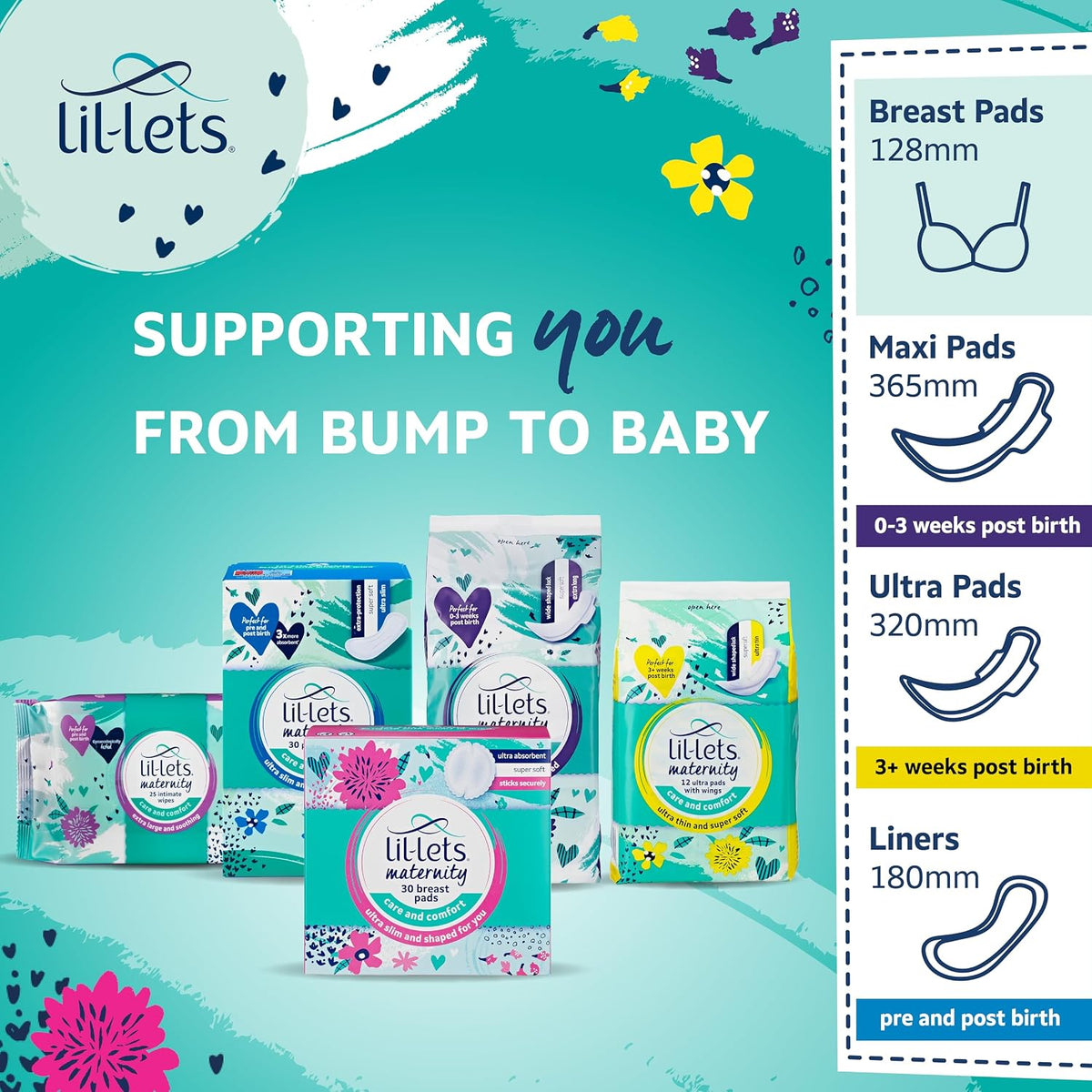 Lil-Lets Maternity BreastPads, X 120 Count, Disposable Nursing Pads, for Breastfeeding Mums, Individually Wrapped, Ultra Slim & Absorbent, 4 Packs