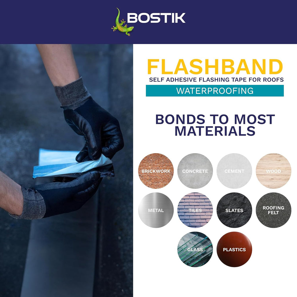 Bostik Flashband Self Adhesive Flashing Tape for Roofs Grey - 150mm x 10m