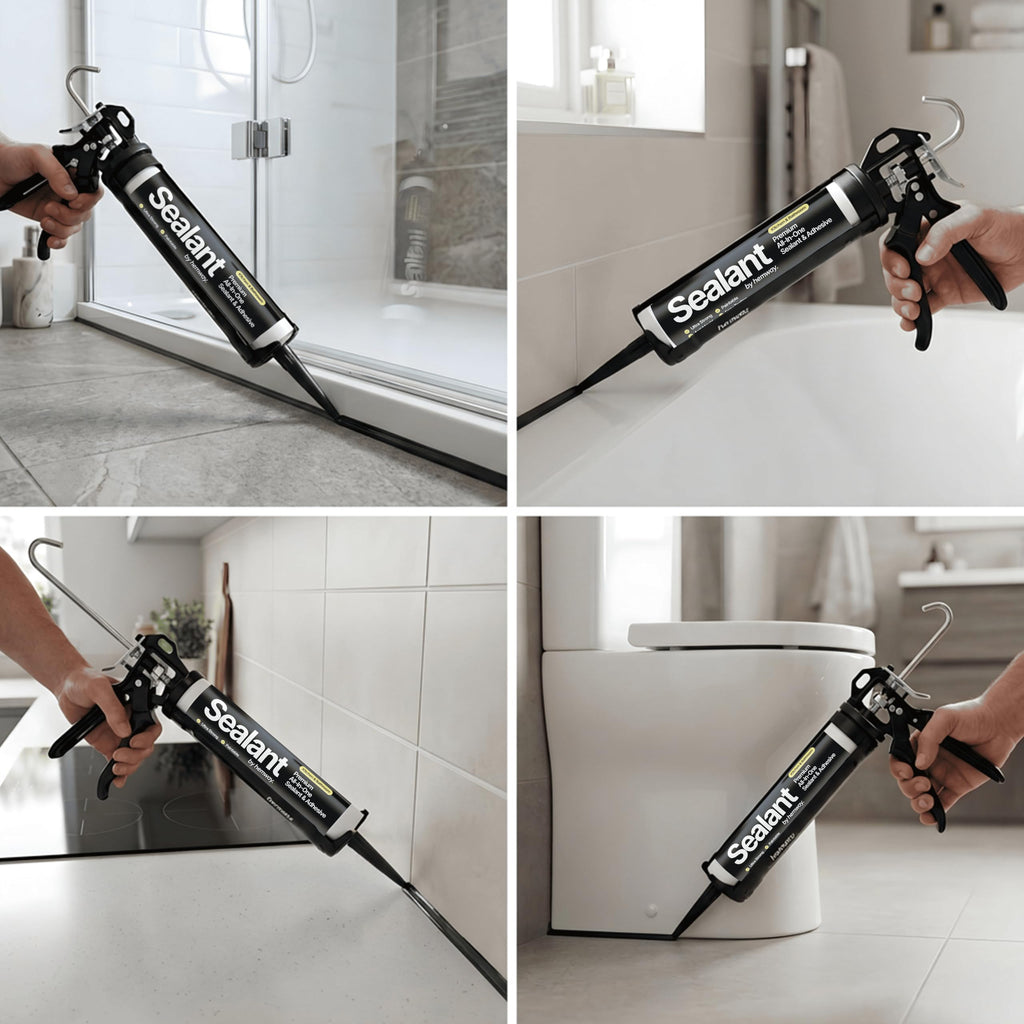 Hemway Kitchen & Bathroom Jet Black Sealant & Adhesive 300ml 1 Pack