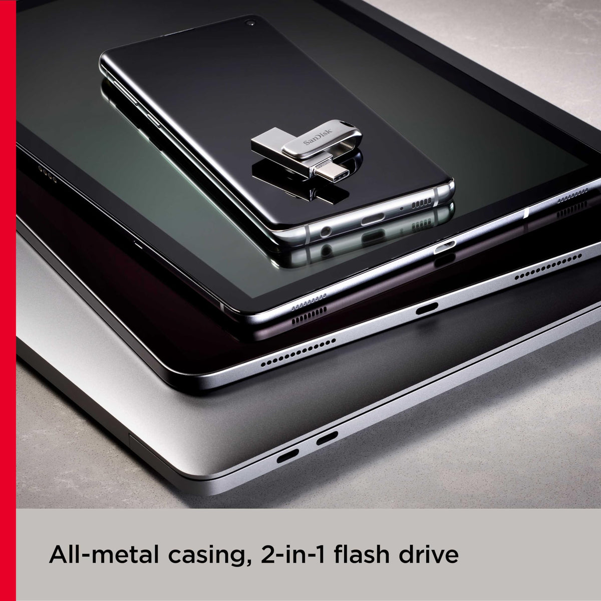 SANDISK Ultra Dual Drive Luxe 256GB, USB-C+USB-A, Up to 150MB/s Read Speeds