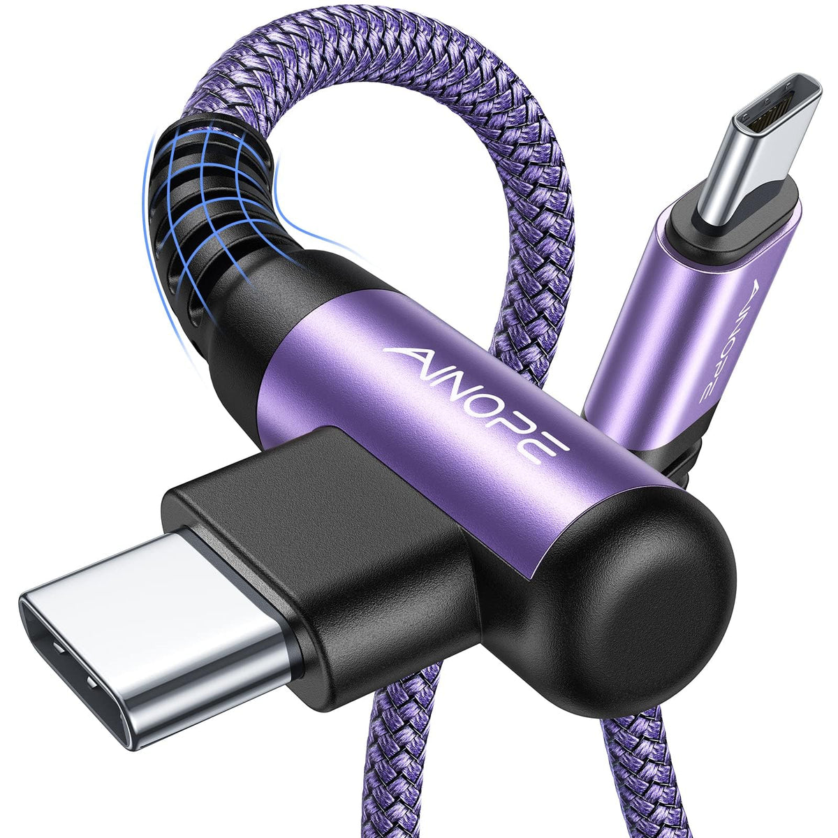 AINOPE USB C to USB C Cable 60W 3.1A, Type C to Type C Cable Right Angle, Compatible with Samsung Galaxy S21 S20, Note 20/10/9/8, MacBook Air/Pro 13'', iPad Mini 6/Pro/Air 2020,Pixel [0.5M]