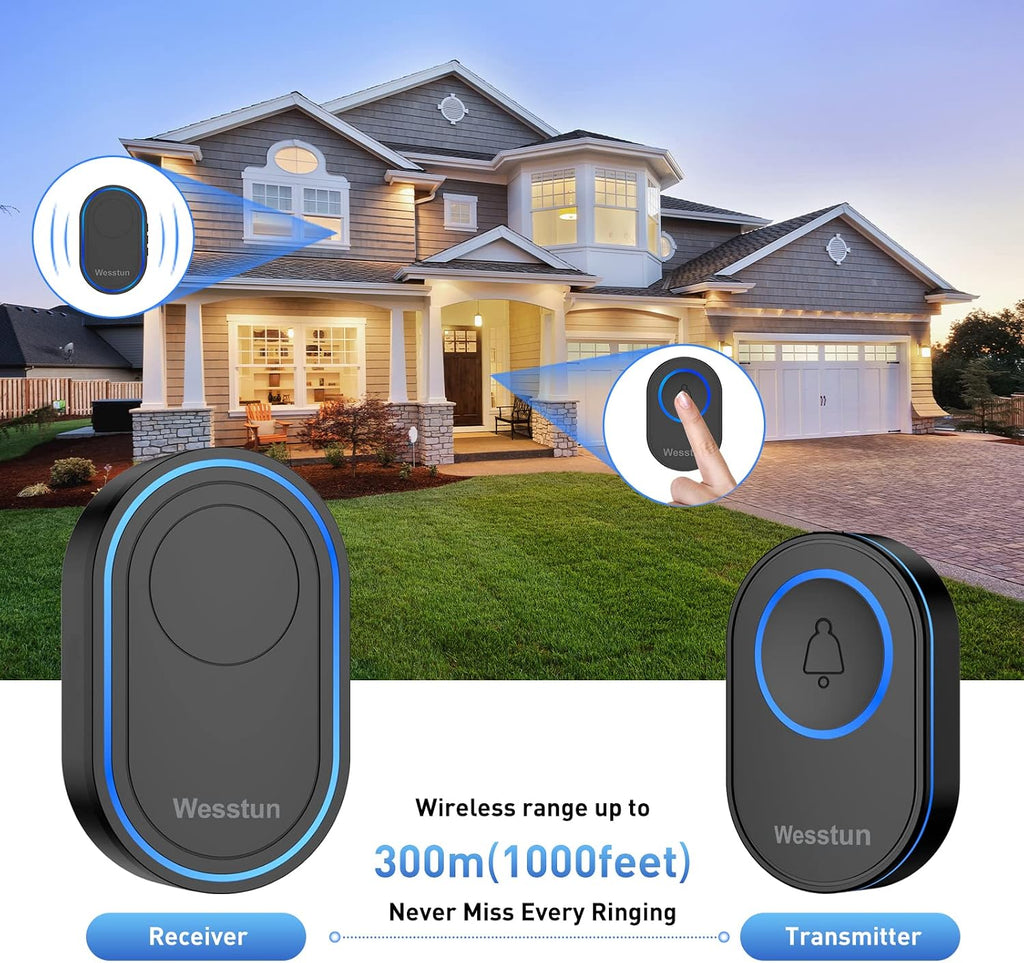 Wireless Doorbell, 39 Chimes, Door Bells Wireless Cordless, White