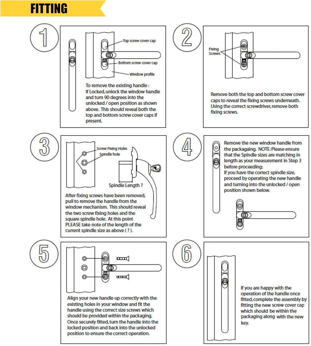 Home Secure™ Universal Locking uPVC Window Handle with Keys – Espag Window Handle Replacement, Reversible Left or Right, Multi-Spindle Fit, White