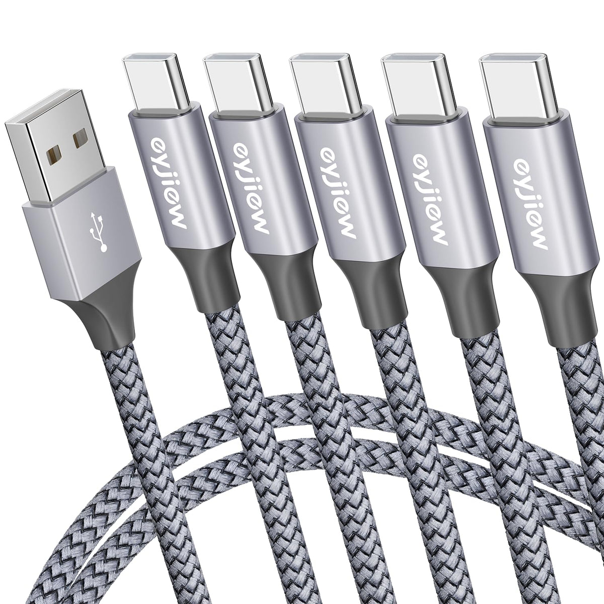 Short USB C Charger Cable 0.5m 2Pack, USB to USB C Car Charger Cable