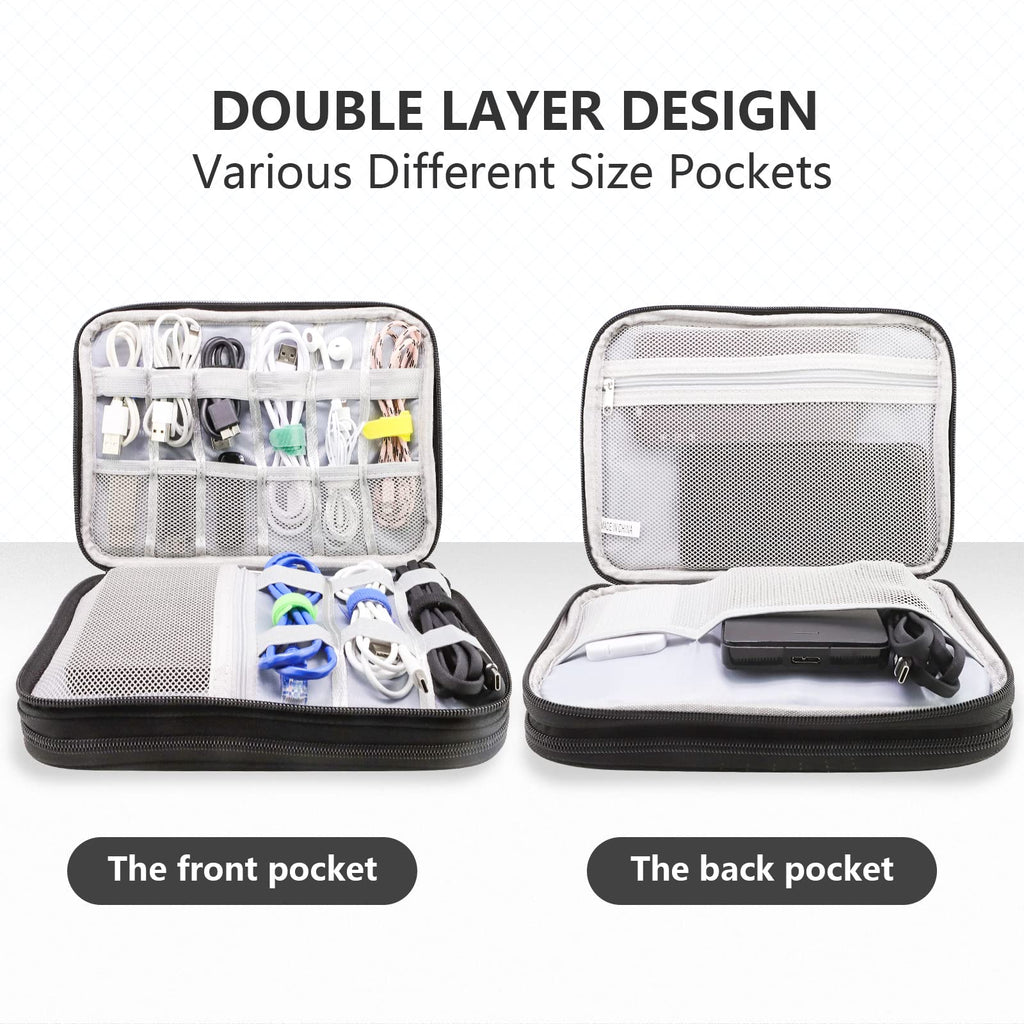 Teskyer Travel Cable Organiser Bag, Travel Essential, Black