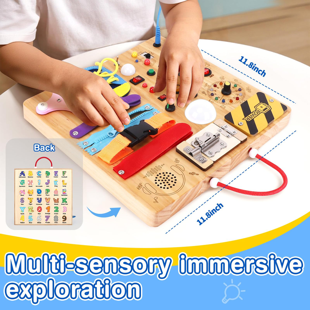 Grarain Busy Board for Toddlers - Montessori Educational Toy for 1-3 Year Old Boys & Girls | Travel-Friendly Sensory Learning Activity | Ideal for Kids with Autism(Busy Board v2)