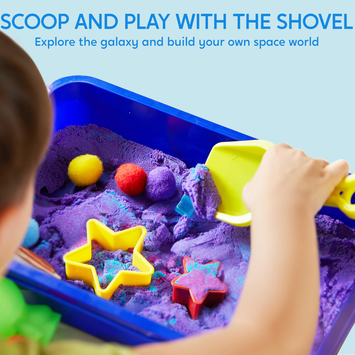 JOVA Klever Kits Construction Sensory Bin for Kids with Glow in The Dark Stones, Sandbox with Lid Castle Building kit, Preschool Learning Activities Gifts for Boys Girls Age 3+