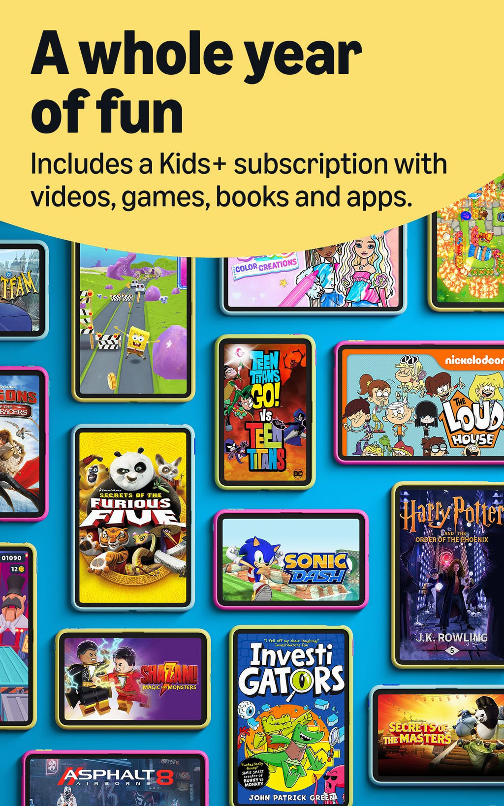 Amazon Kids Tablet 11 (newest gen) ages 6+, 11" 2.5K display, all-day battery, plus 1 year of Kids+ with videos, apps, games and books, slim hard case included (SpongeBob and Patrick)