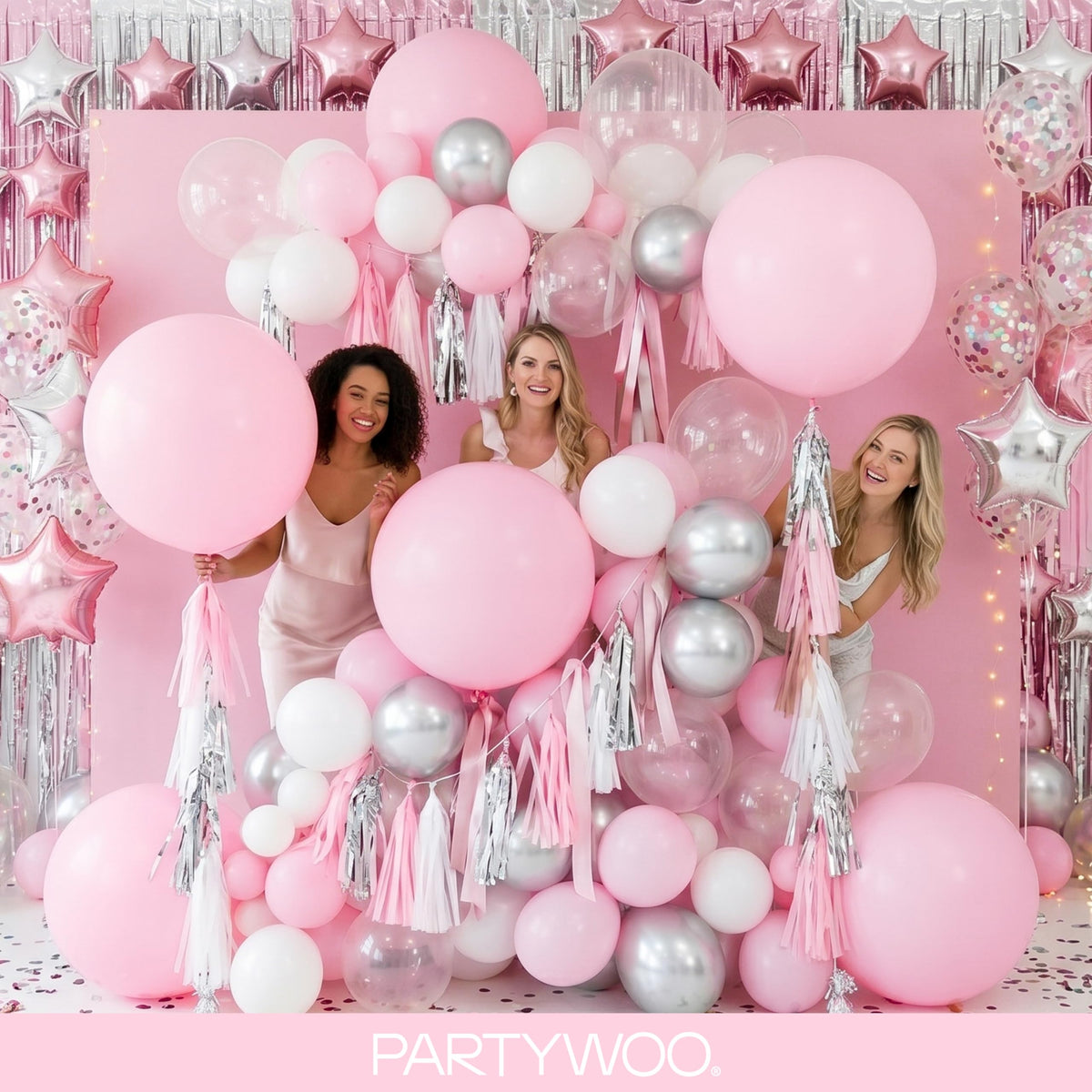 PartyWoo Baby Pink Balloons 152pcs Pastel Pale Light Pink Different Sizes