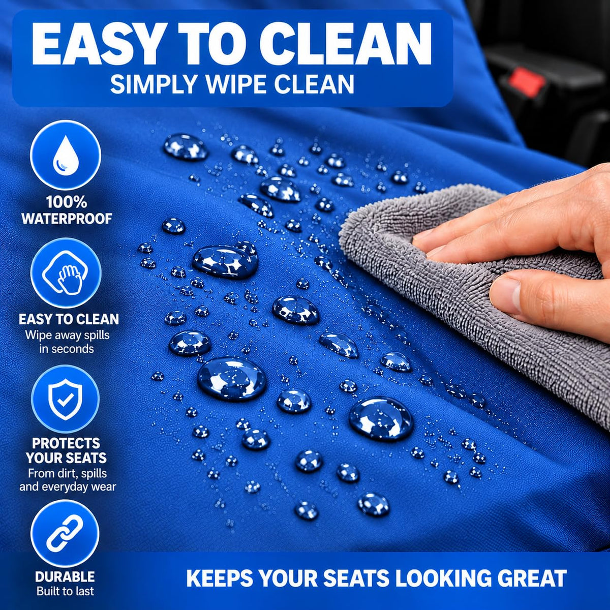 BLKWPSPFP920 Heavy Duty Black Waterproof Car Seat Covers/Protectors - 2 x Fronts
