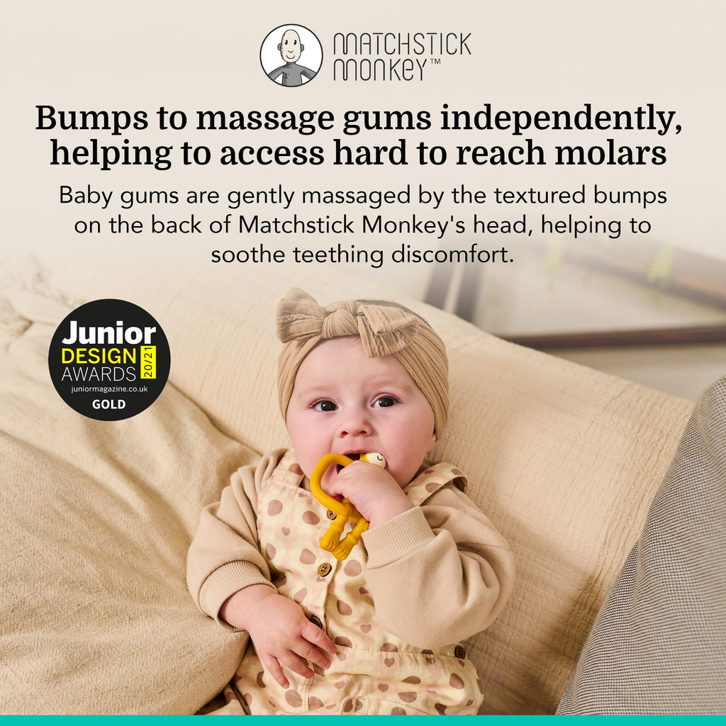 Matchstick Monkey, Antimicrobial Silicone Teether & Gel Applicator, Easy To Grip, BPA Free, 3 Months Old+, 11 cm, Gigi Giraffe, Pack of 1