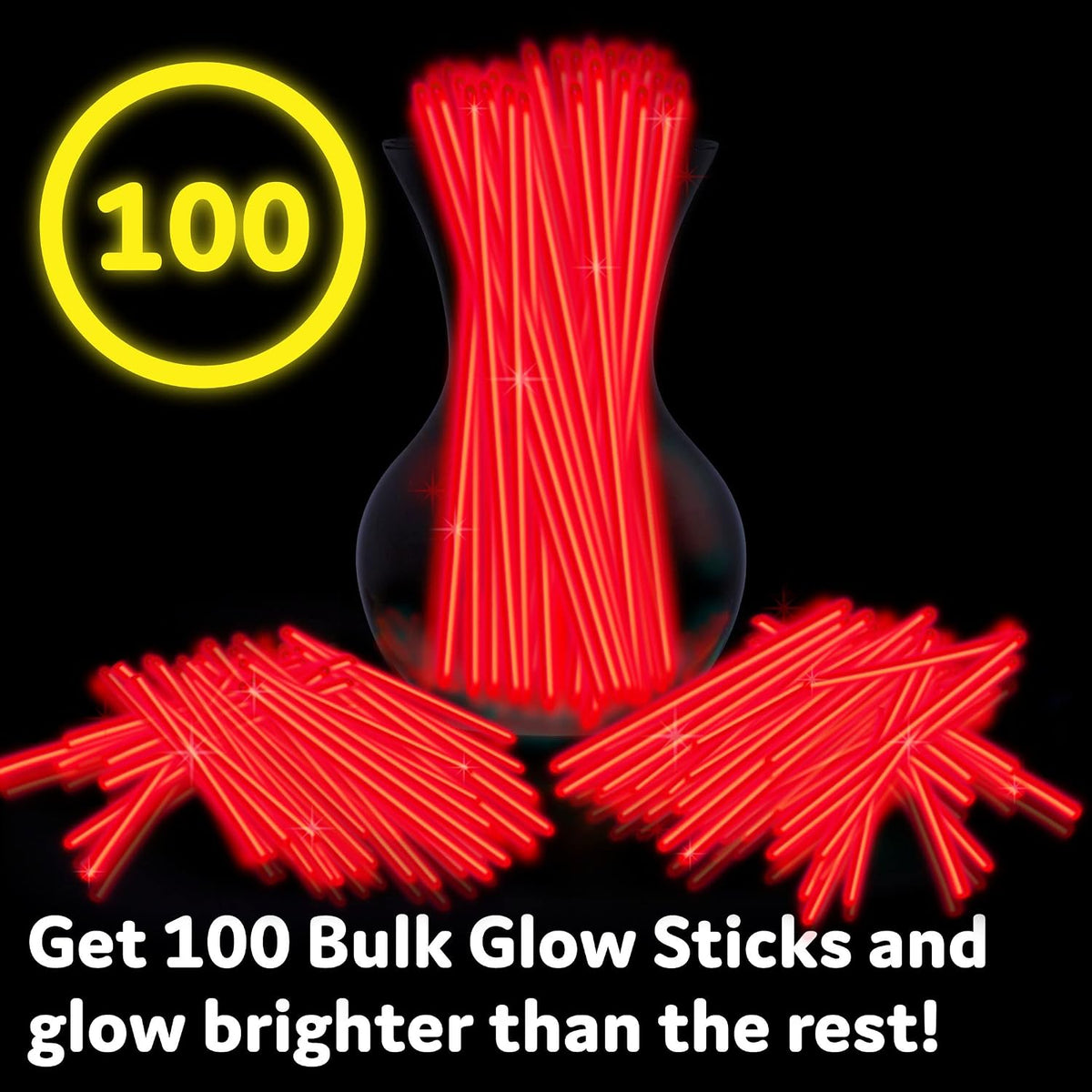 PartySticks Glow Sticks Halloween Party Supplies 100pk - 8 Inch Glow in the Dark Light Up Sticks Party Favors, Glow Party Decorations, Neon Party Glow Necklaces and Glow Bracelets with Connectors