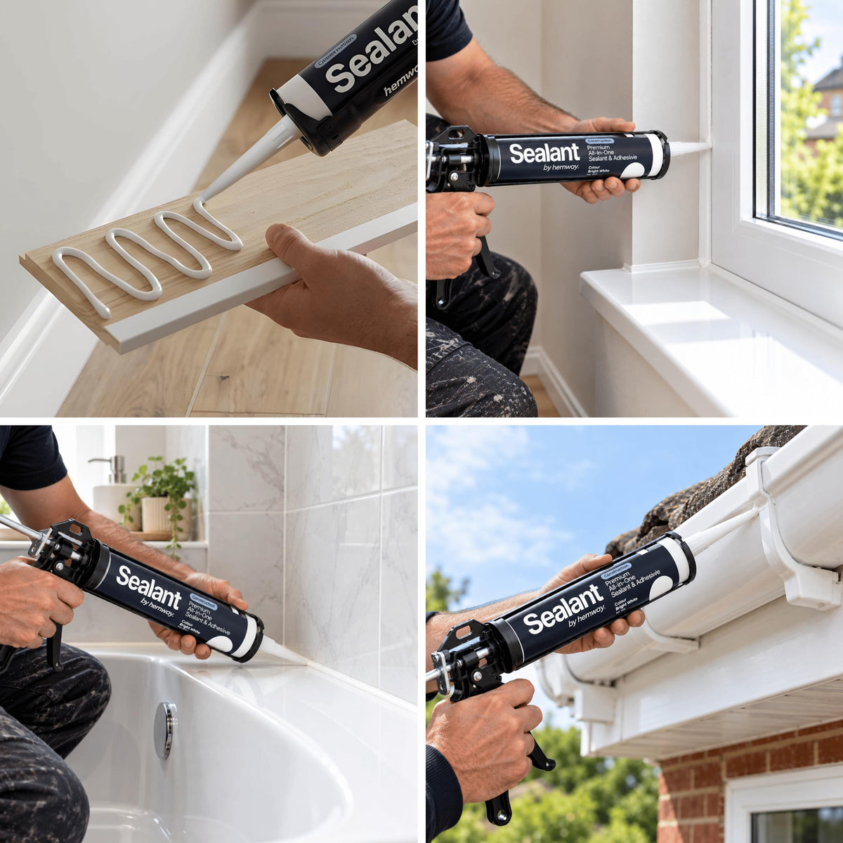 Hemway Kitchen & Bathroom Jet Black Sealant & Adhesive 300ml 1 Pack