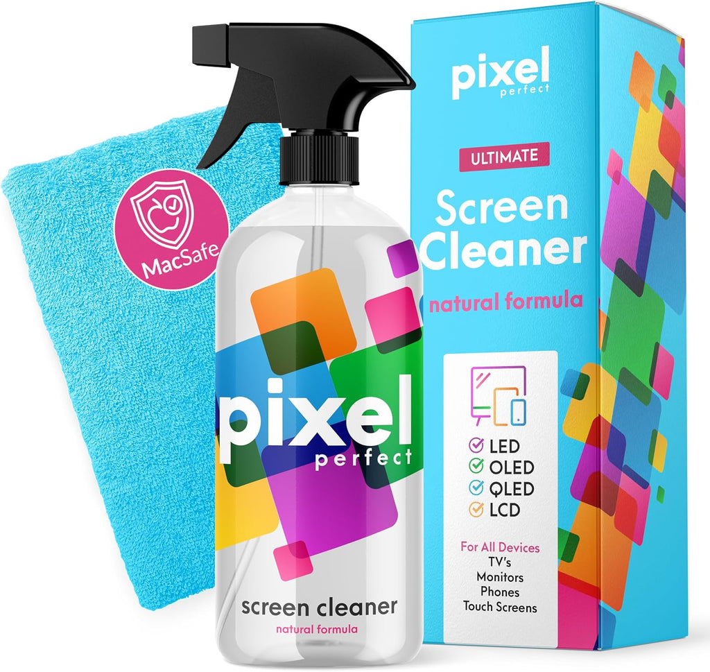 Pixel 500ml Screen Cleaner Spray & Microfiber Cloth Kit for LED, OLED, QLED, LCD TV, Laptops, Monitors, Phones, Tablets, Premium Natural Spray Cleaning Kit