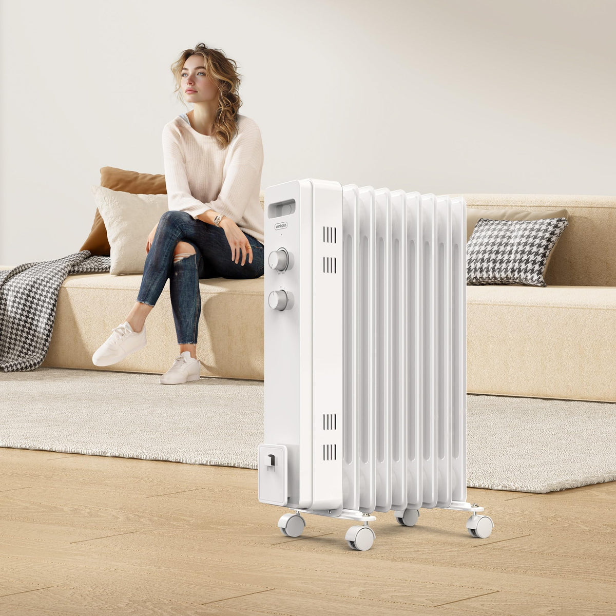 VonHaus Oil Filled Radiator 11 Fins – 2500W, 3 Heat Settings, 24 Hour Timer