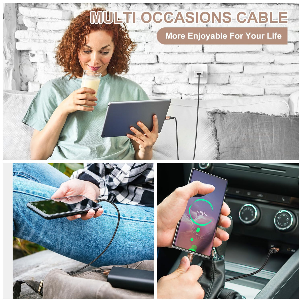 USB C to USB C Charger Cable 2M 3Pack, 60W Fast Charger Cable 2 Metre, Nylon Braided C to C Charging Cord Compatible with iPhone 18 17 16 Pro Max, Samsung Galaxy S26 S25, MacBook Air