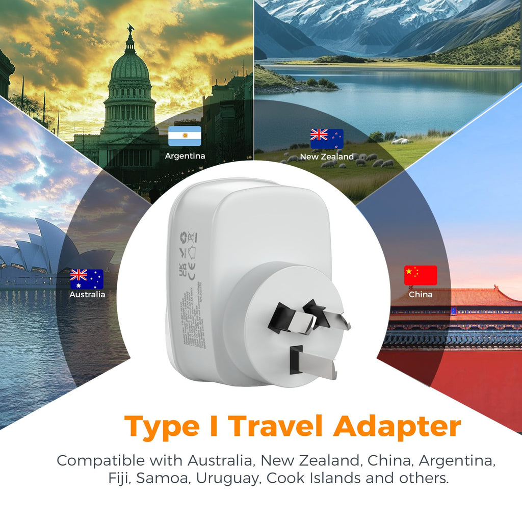 TESSAN UK to South Africa Plug Adapter, Type M Travel Adapter with USB C