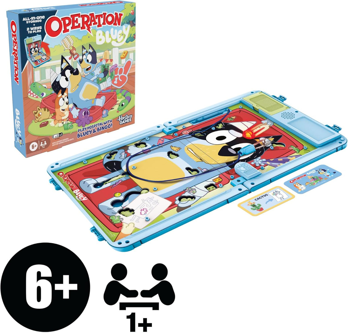 Operation Bluey Edition Board Game for Kids – Electronic Talking Game with All-in-1 Carrying Case – 2 Ways to Play – 1+ Players – 10 Mins. – Ages 6+ (Amazon Exclusive)
