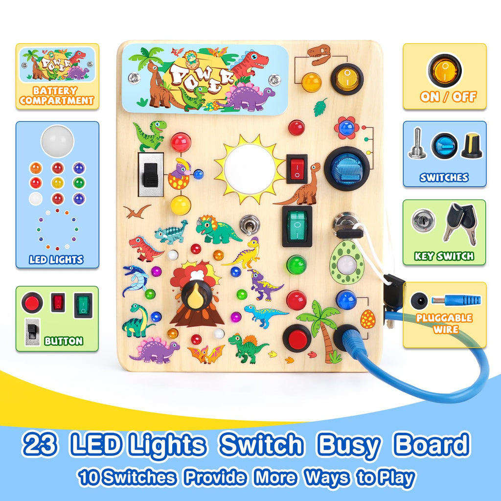 Grarain Busy Board for Toddlers - Montessori Educational Toy for 1-3 Year Old Boys & Girls | Travel-Friendly Sensory Learning Activity | Ideal for Kids with Autism(Busy Board v2)