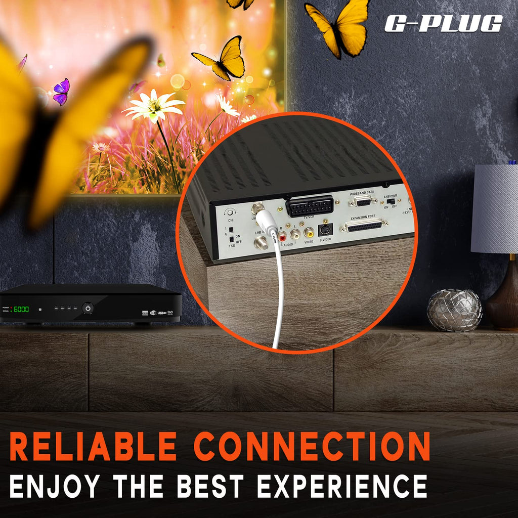 G-PLUG 1m TV Aerial Cable, Coaxial Cable for Freeview, Sky Box and Freesat