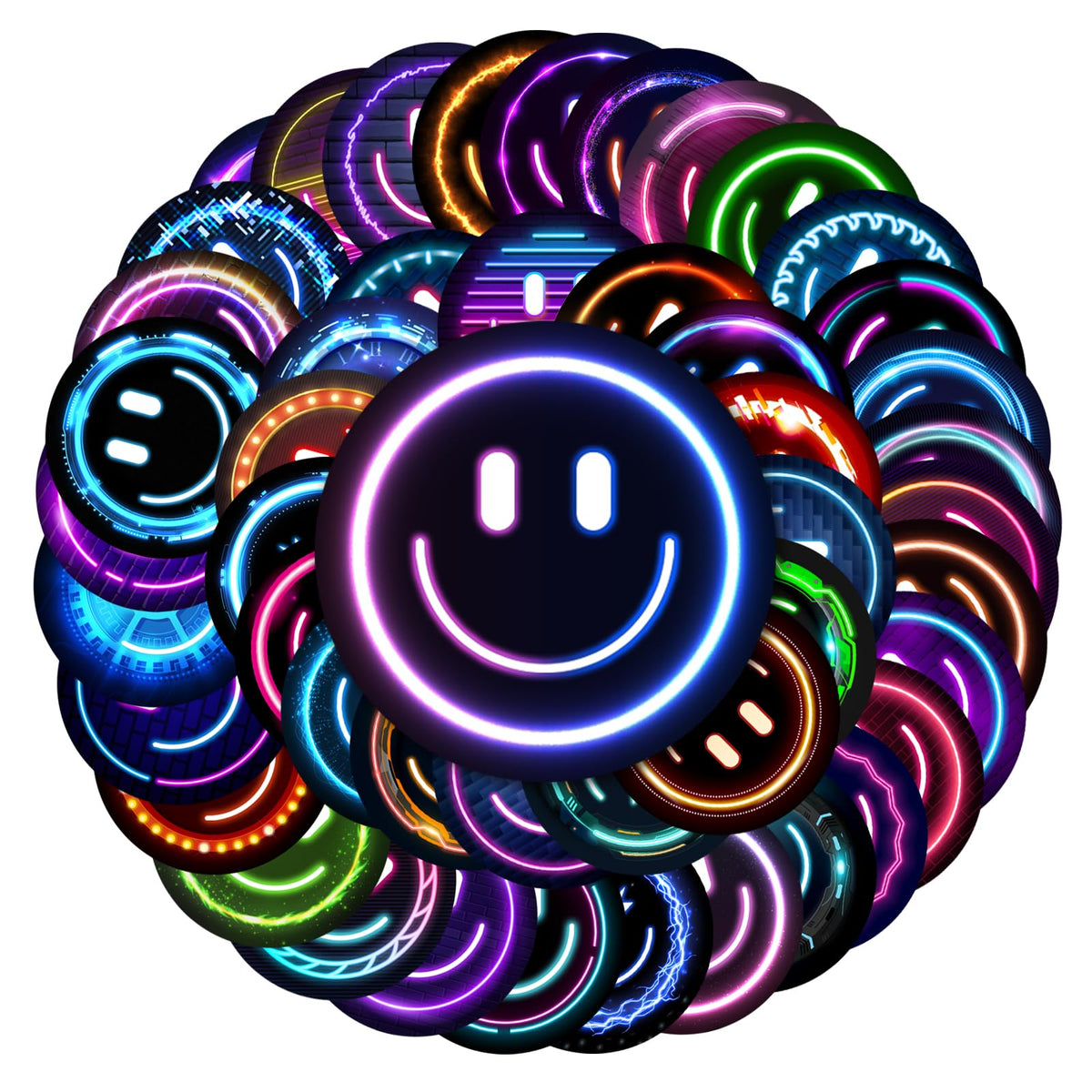 100PCS Smile Neon Stickers