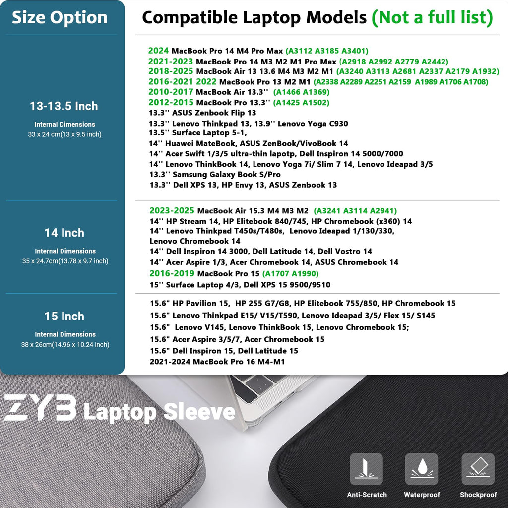 ZYB 16 Inch Laptop Sleeve Case,Shockproof Waterproof Notebook Case 16 Inch for 2021-2026 MacBook Pro 16 M5 M4 M3 M2 M1,16" Laptop Lenovo ThinkBook/IdeaPad HP Dell ASUS Acer Chromebook etc-Haze Blue