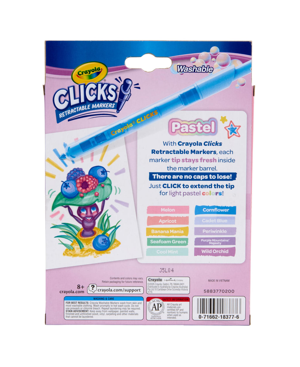 Crayola Clicks Retractable Tip Markers (10ct), Washable Cone Tip Art Marker Set, Cute Aesthetic School Supplies, Classroom Must Haves, Ages 8+