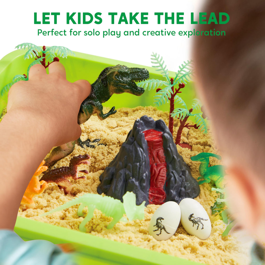 JOVA Klever Kits Construction Sensory Bin for Kids with Glow in The Dark Stones, Sandbox with Lid Castle Building kit, Preschool Learning Activities Gifts for Boys Girls Age 3+