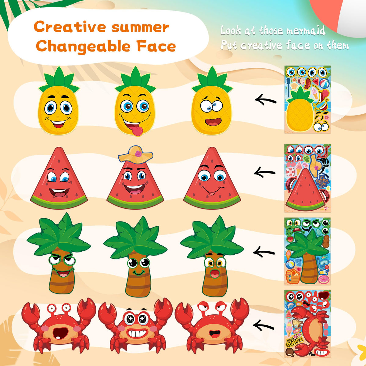 48 Sheets Pumpkin Face Stickers Kids Halloween Party Favors Crafts