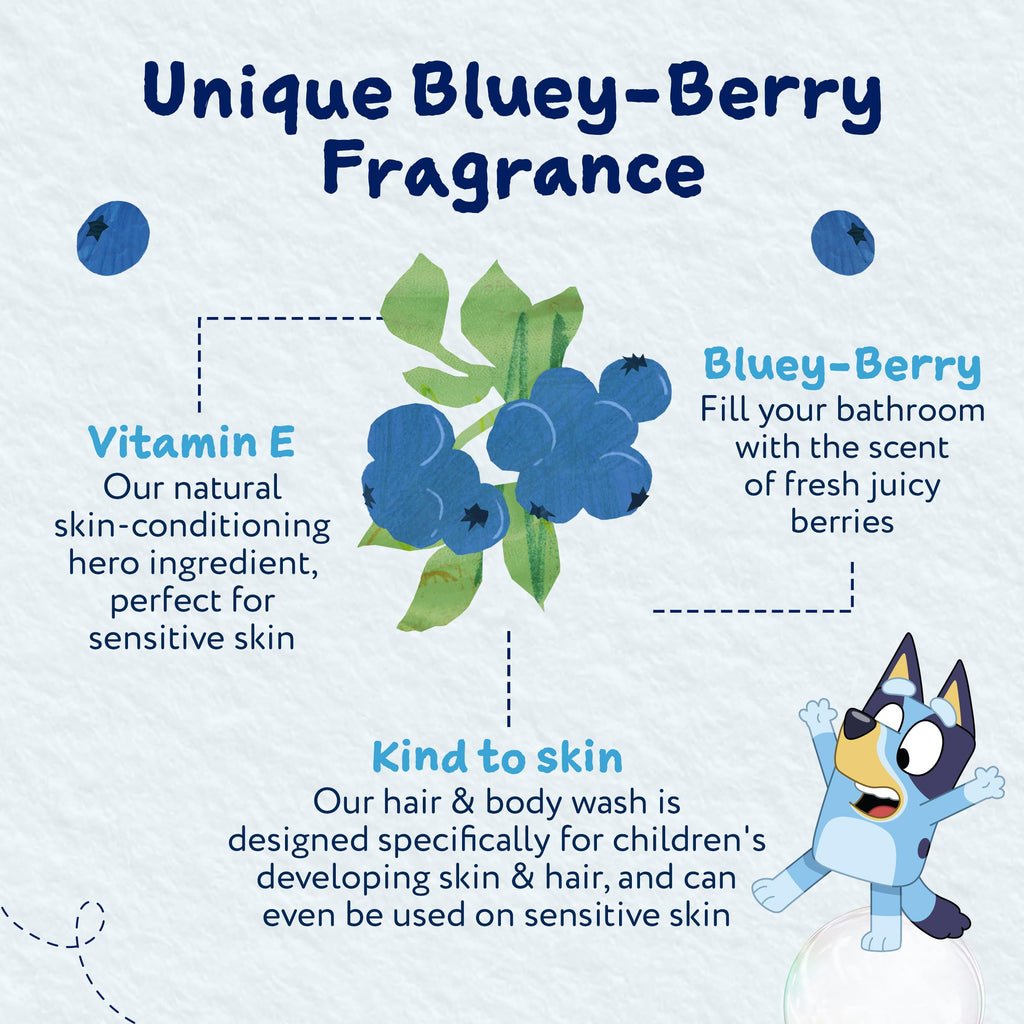 Childs Farm Kids Bluey Hair & Body Wash, Bluey-Berry | Tear-free, Gently Cleanses | Suitable for Dry, Sensitive Skin, 250ml