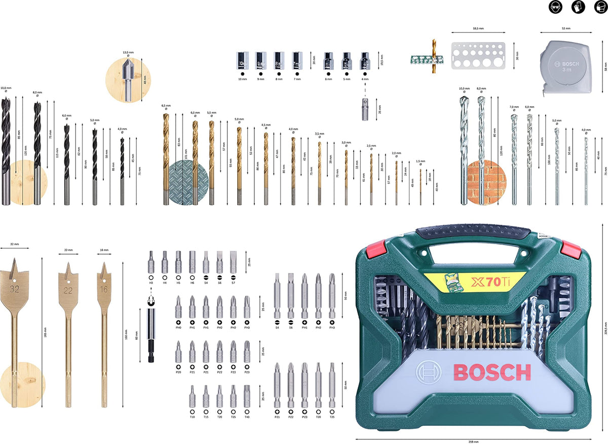 Bosch Accessories 34-piece Screwdriver/Drill bit Set (for Wood, Metal and Stone, Accessories for Drill Drivers)