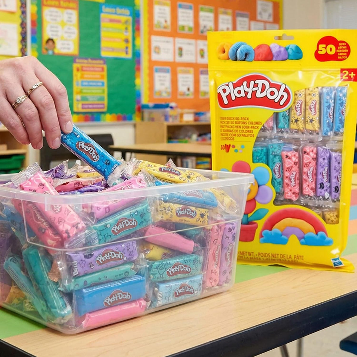 Play-Doh 50-Pack Refill Color Sticks, Bulk Prizes & Favors, Assorted Colors, 1 Ounce Each, Individually Wrapped