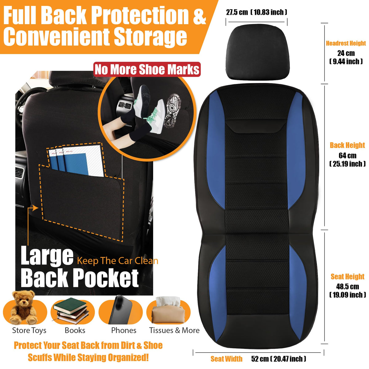 kingphenix 2 Pack Front Leather Car Seat Covers with Memory Foam