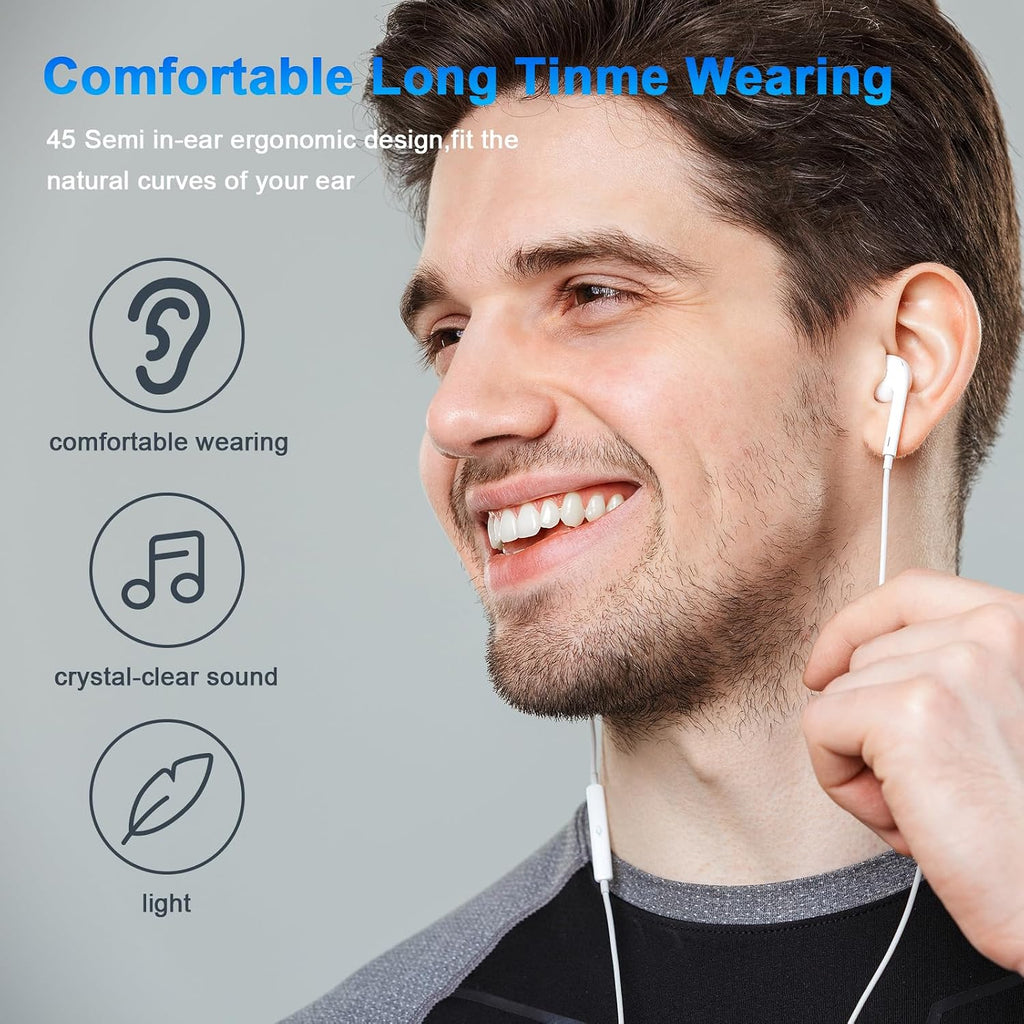 2 Pack [Apple MFi Certified] Wired Earphones for iPhone 14 13 12 11 Pro Max